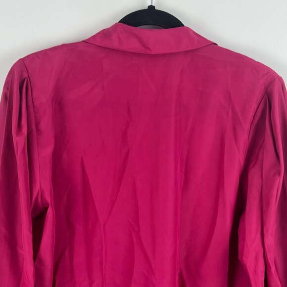 Lady Manhattan Top Blouse Size 10 Purple Long Sleeve Button Down Collared Polyes - Picture 7 of 9